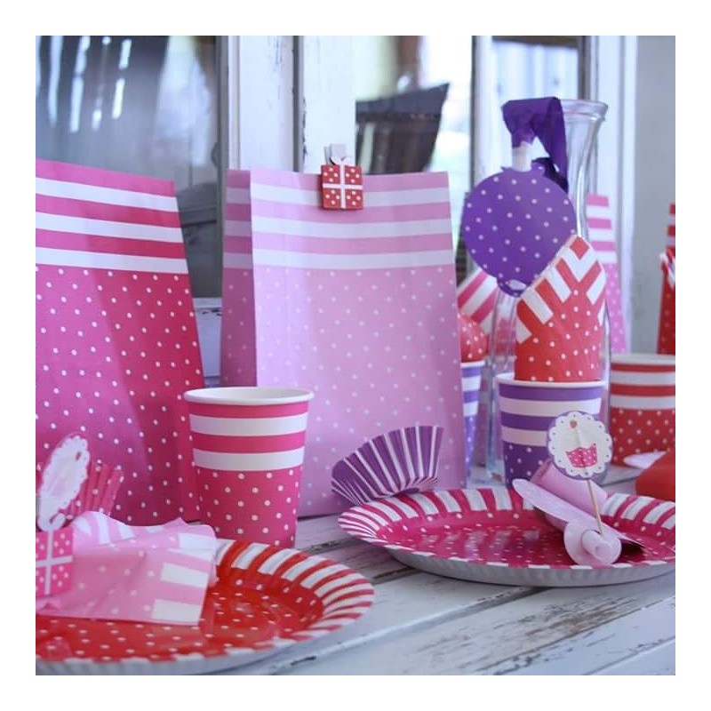 Torebki na słodycze różowe mix-1314-Z17018-Papierowe torebki...